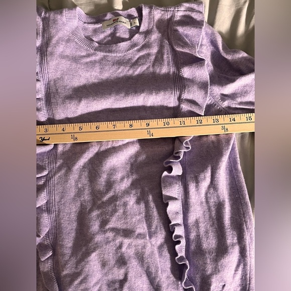 Vineyard Vines Merino Wool & Cashmere Purple Ruffled Kids Top L - Picture 7 of 11